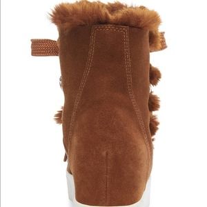 Steve Madden Wedge Fur Sneaker Tue Up Boot NEW